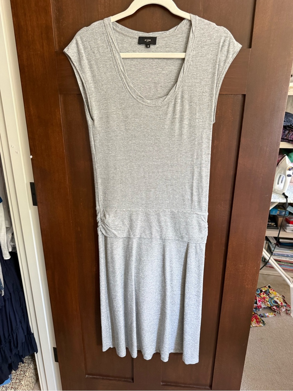 Et Vous Sparkly Soft Scoop Neck Gray Women's Dress Size M